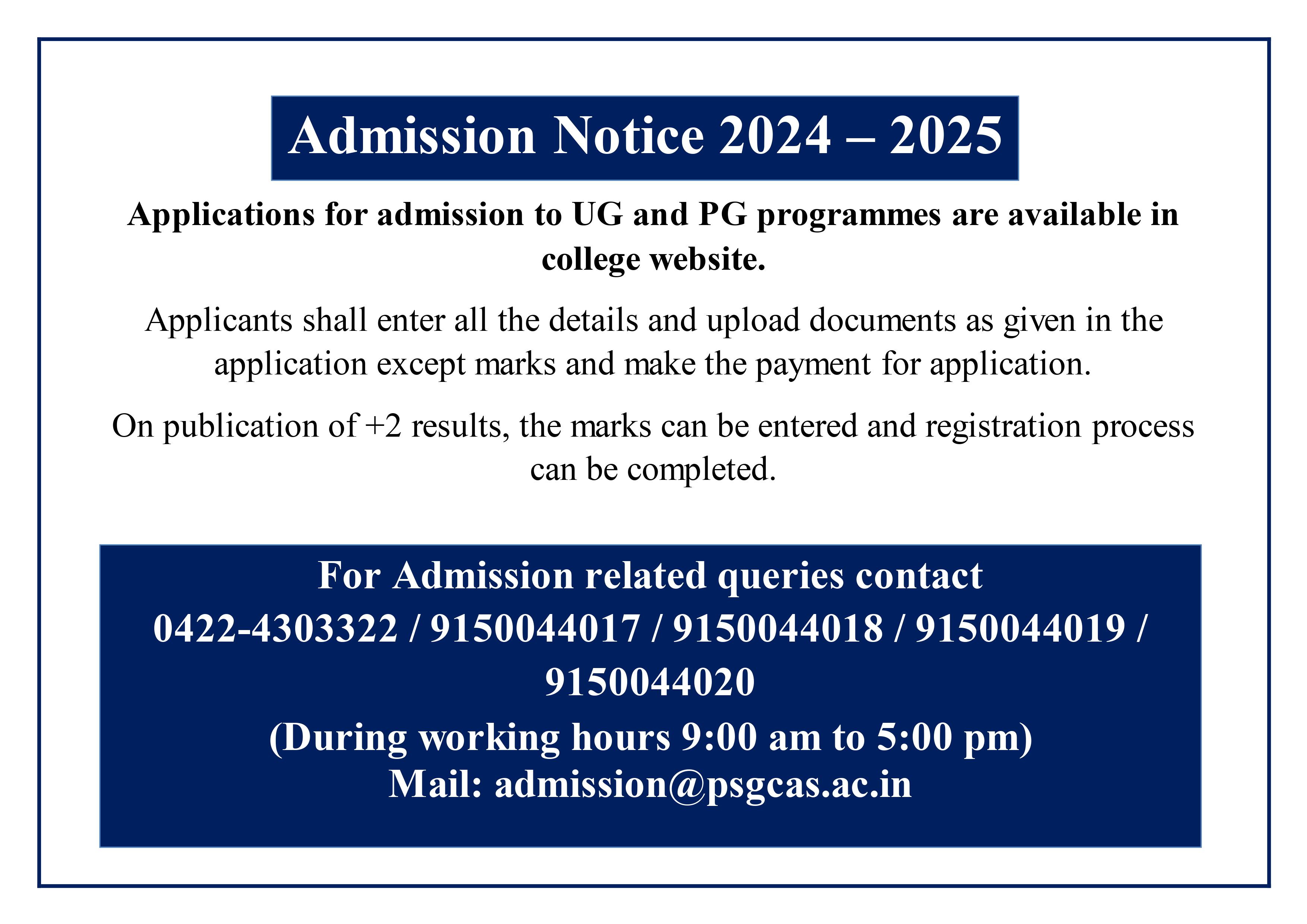 Admission 2024-2025