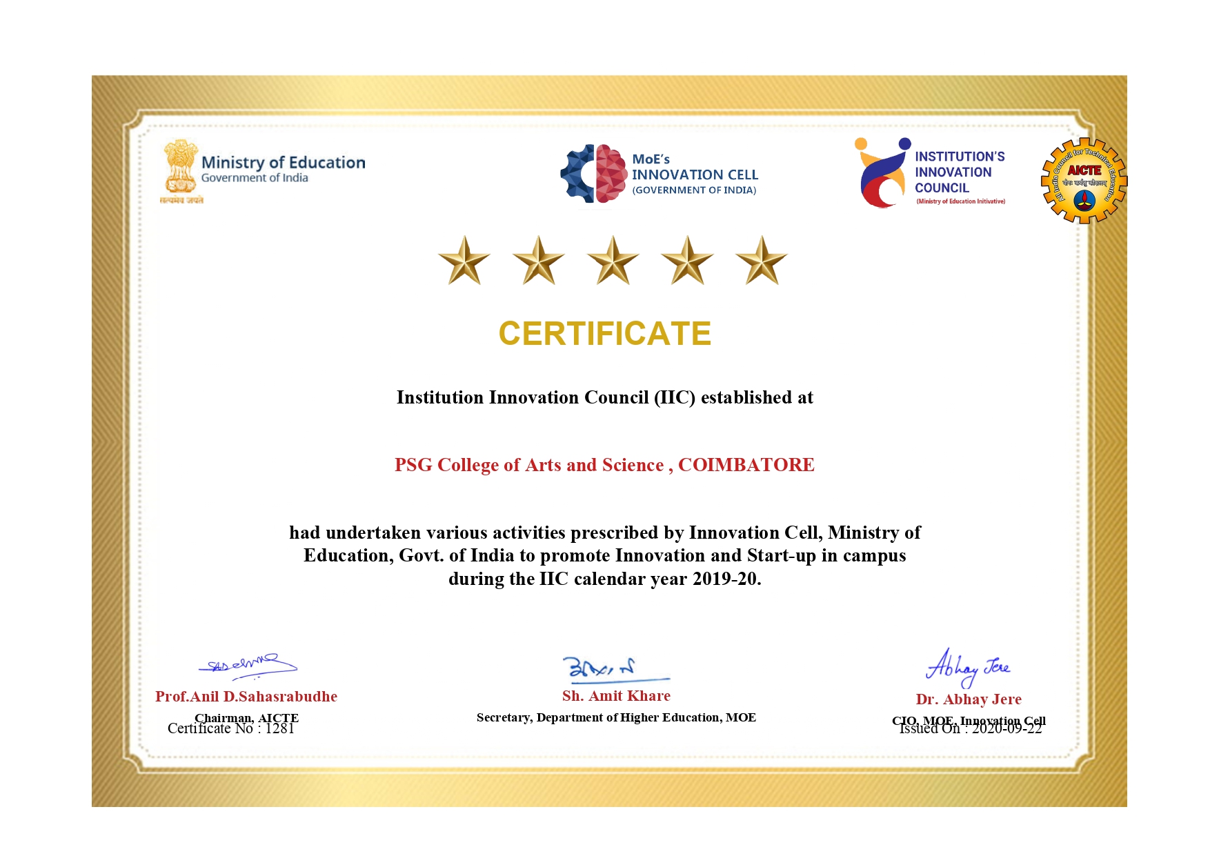 Certificate 1